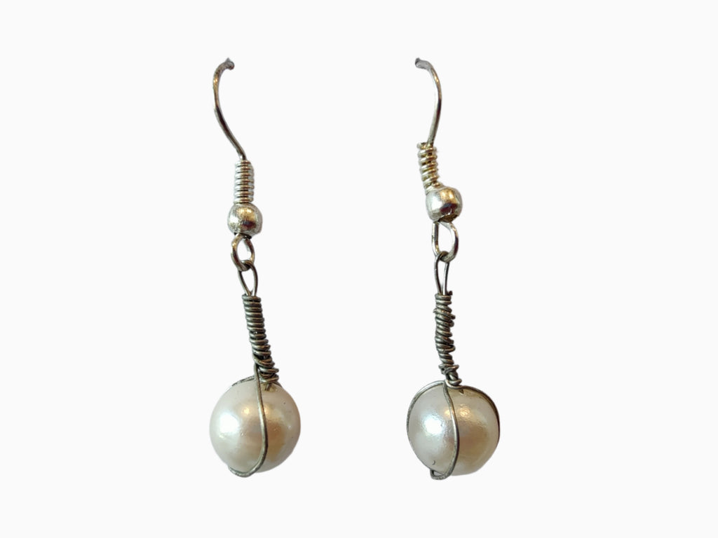 Freshwater Wire Wrapped Pearl Earrings