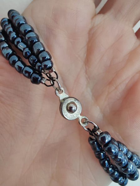 Dark Blue Glass Beads Bracelet