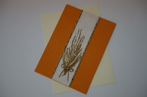 Orange Card with Wheat Bouquet Fancy