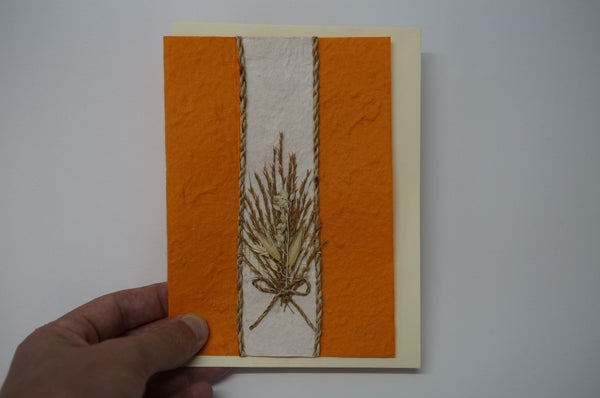 Orange Card with Wheat Bouquet Hands On
