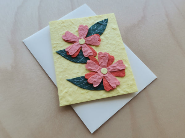 Mini Card: Flowers with Yellow Background (904)