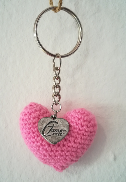 Crochet Heart Keyring with Tamar Heart (Various colours available)