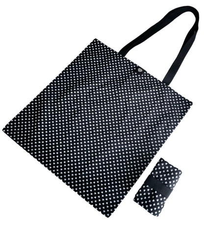 Tamar Shopping Bag (6512) Black Polka Heart Pattern, foldable