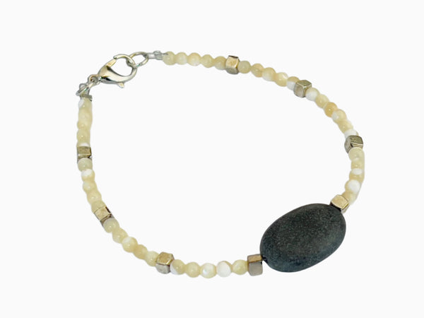 Tamar Bracelet (Beige Mixed and Black Stone)