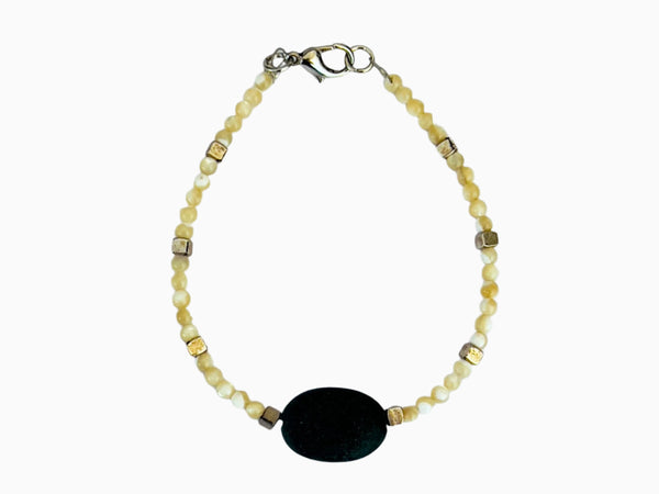 Tamar Bracelet (Beige Mixed and Black Stone)