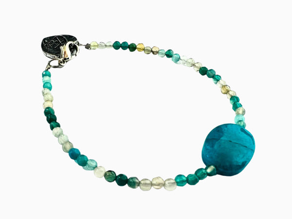 Tamar Heart Bracelet (Turquoise Mixed Colors with Turquoise Stone and Tamar Logo)