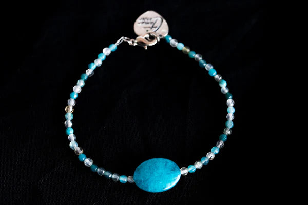 Tamar Heart Bracelet (Turquoise Mixed Colors with Turquoise Stone and Tamar Logo)