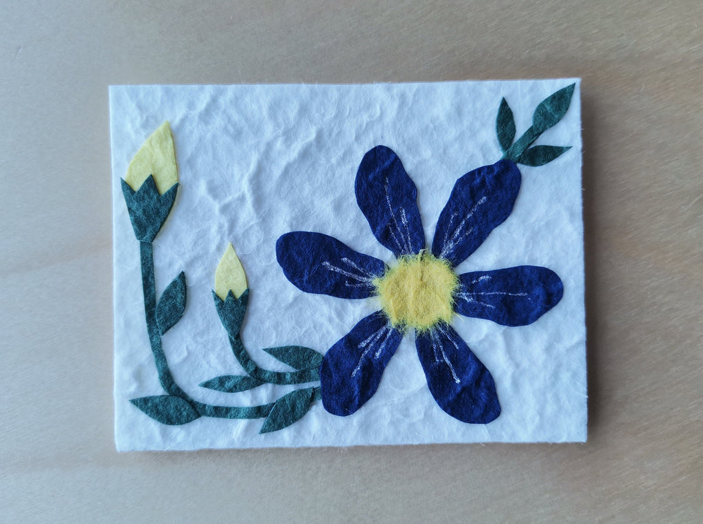 Mini Card: Blue Flower and Yellow buds (908)