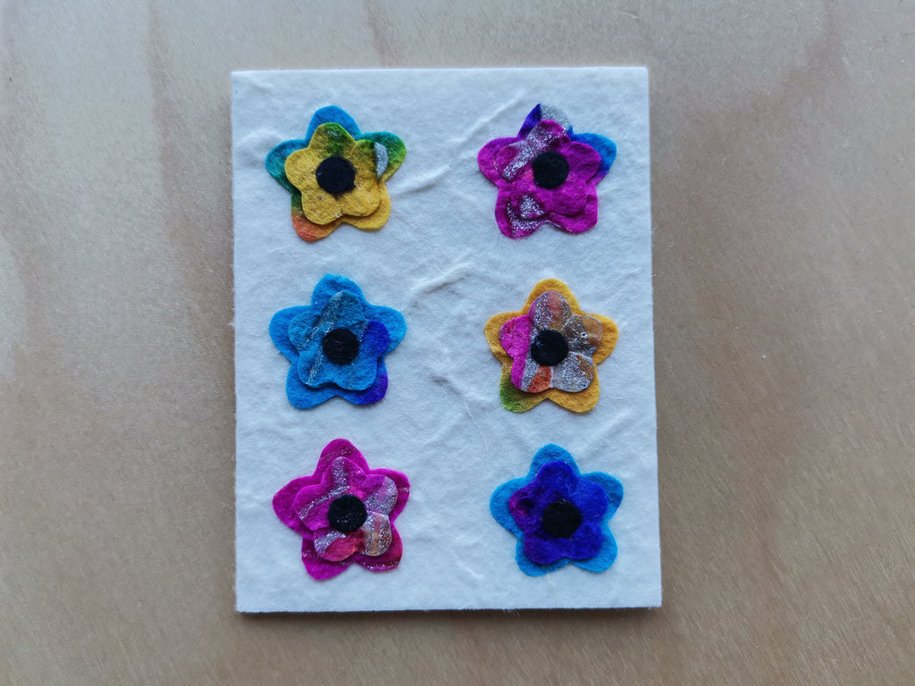 Mini Card: 6 Multi Color Flowers (909)