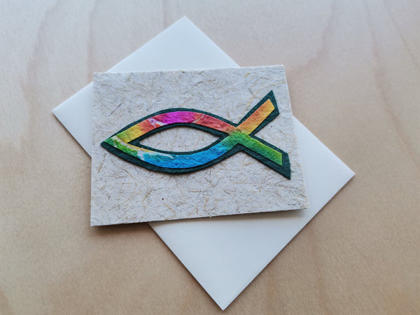 Mini Card: Multi Color Christian Fish (912)