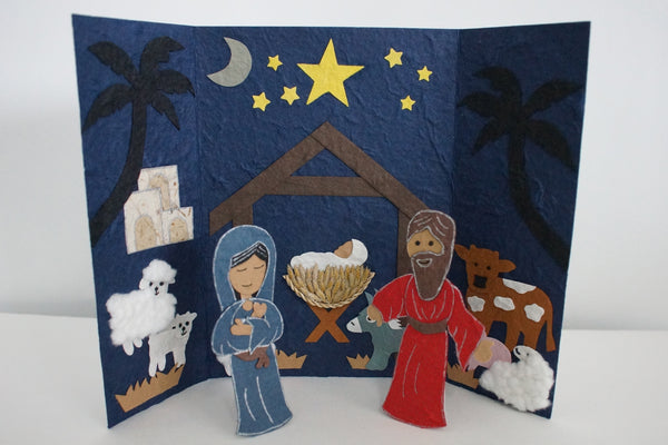 Stand-Up Christmas Nativity with Mary & Joseph - Can be used as Christmas Decoration or Christmas Card (271)