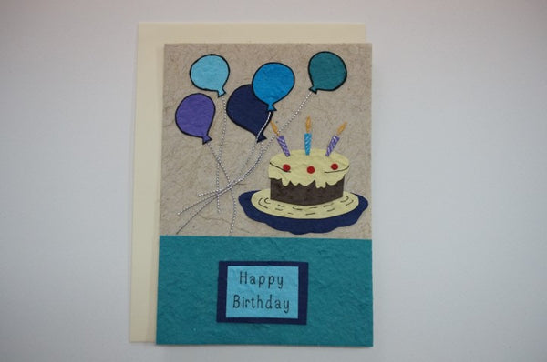 553 Cake with  Balloons Blue Envelope
