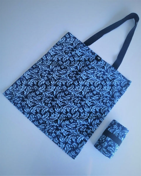Tamar Shopping Bag (6504) Blue Baroque Pattern, foldable