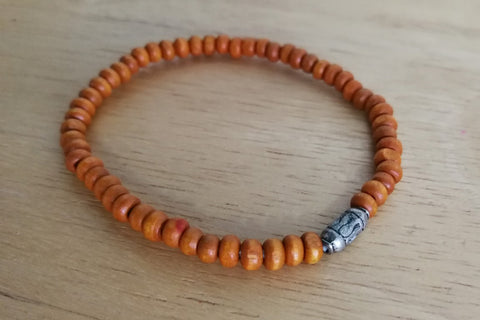Wooden Beaded Bracelet  (Orange)