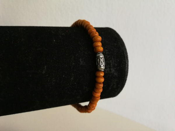 Wooden Beaded Bracelet  (Orange)