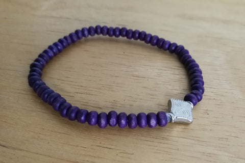 Wooden Beaded Bracelet  (Purple)