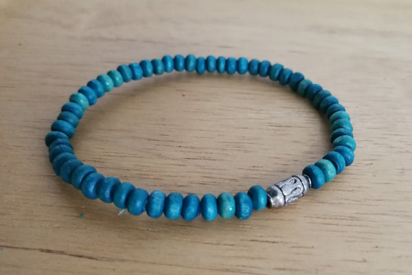 Wooden Beaded Bracelet  (Turquoise)