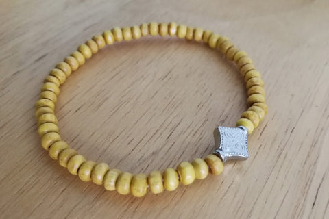 Wooden Beaded Bracelet  (Yellow)