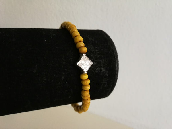 Wooden Beaded Bracelet  (Yellow)