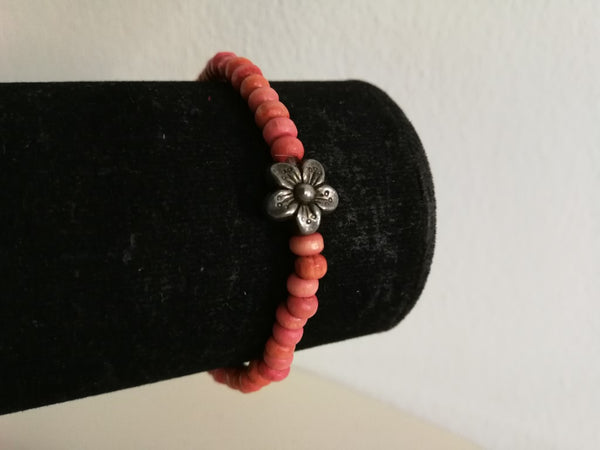 Wooden Beaded Bracelet  (Soft Pink)