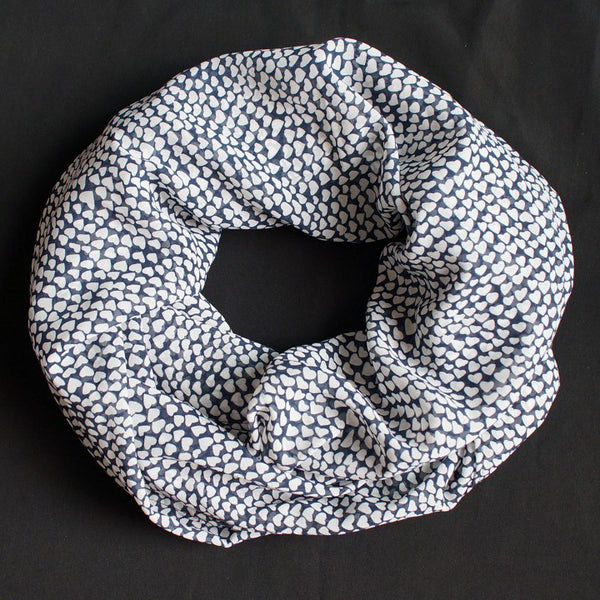Beautiful Blue Scarf with White Hearts