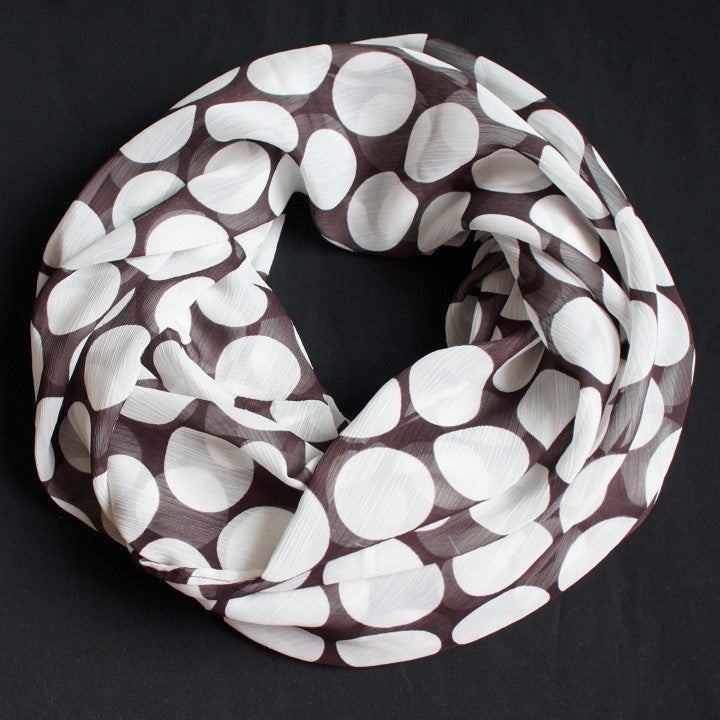 Brown scarf with big white dots (9187)