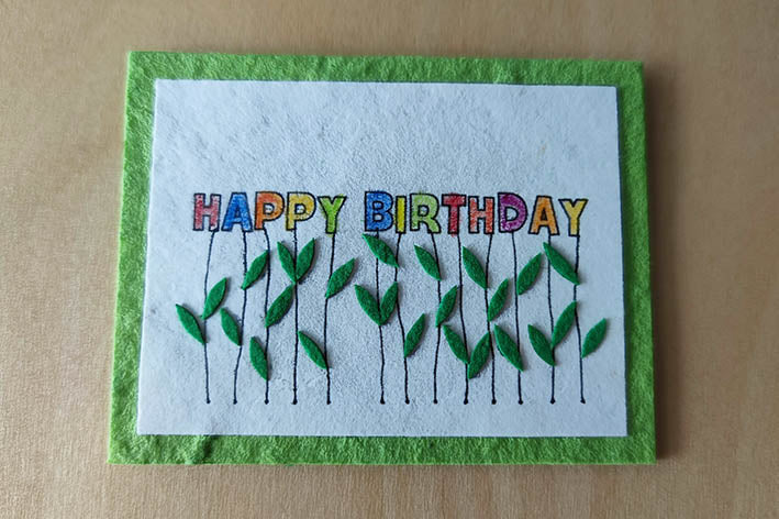 Mini Card: Happy Birthday Letters as Flowers (922)